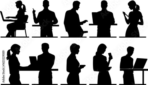 Business People Silhouette Set – Black Vector Collection of Professional Human Figures