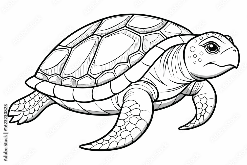 Fototapeta premium coloring page line art the loggerhead turtle black vector