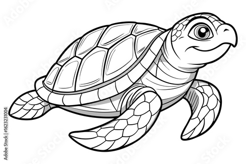 coloring page line art the loggerhead turtle black vector