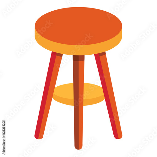 Simple wooden stool with rounded legs color vector design