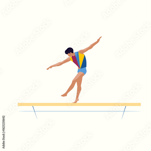 Gymnast Balancing on a Beam.