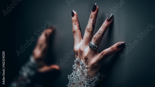 hands moving on the wall. 