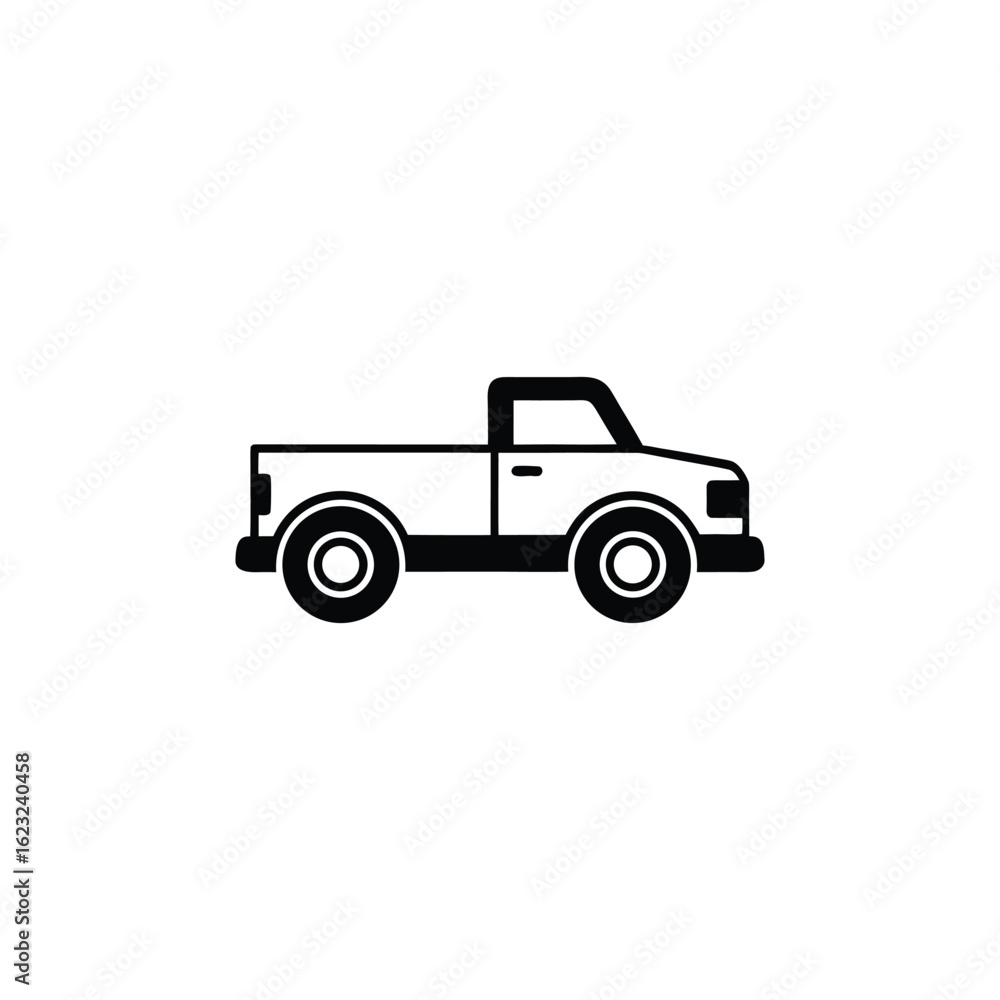 Fototapeta premium Vector art of pickup truck isolated on white background, a versatile vehicle for work and leisure