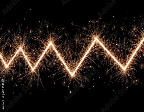 Zigzag Sparkler Trail	Bright zigzag pattern created with a sparkler. Ideal for festive celebrations and light painting designs.
