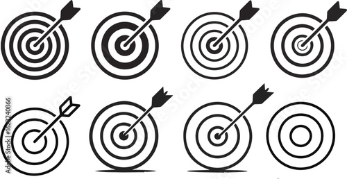 Business Goal Target Vector – Arrow Hitting Bullseye for Success, Strategy, and Focus
