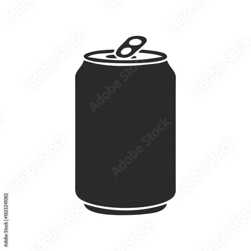 Silhouette of a beverage can with pull tab on white background