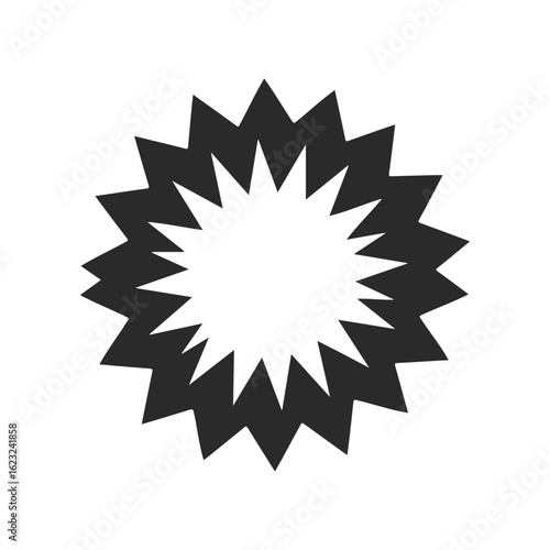 Black starburst graphic icon with sharp angular design