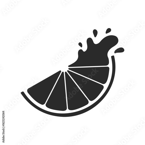 Monochrome citrus slice with splash design