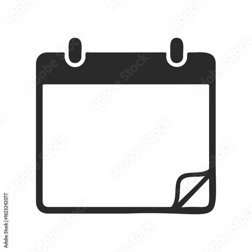 Minimalist blank calendar icon with page turned corner