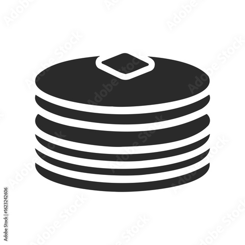 Stack of pancakes with butter icon in black and white