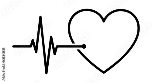 Heart and heartbeat symbol isolated on transparent or white background, vector illustration.