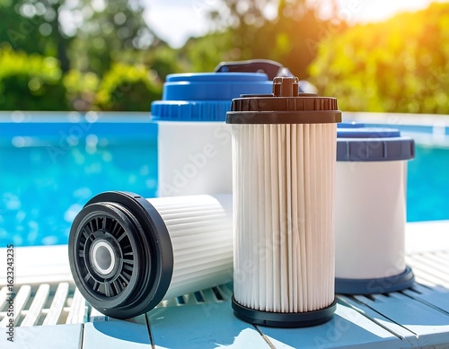 Pool filters by the pool