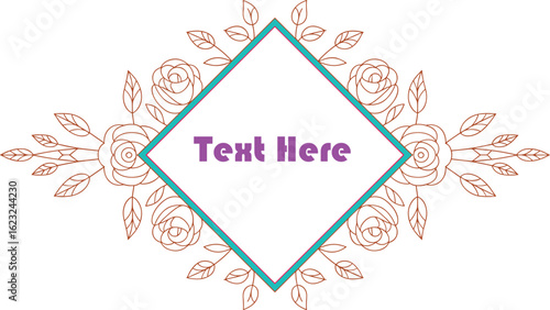 Floral Diamond Frame With Text Space border decorative