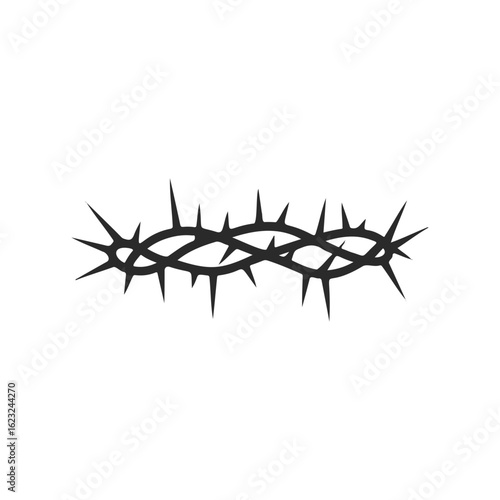 Black thorn crown silhouette on white background