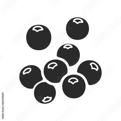 Black silhouette of blueberries on white background