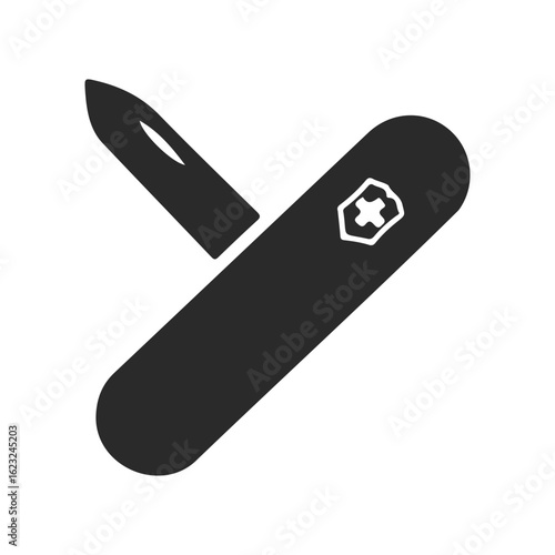 Swiss army knife icon: classic multi-tool design in black and white