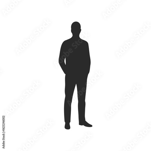 Silhouette of an adult male standing with hands in pockets