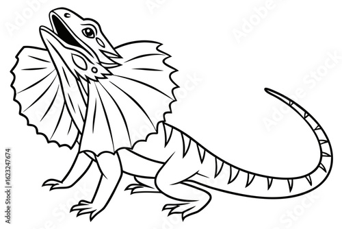 coloring page line art the frilled lizard black vector