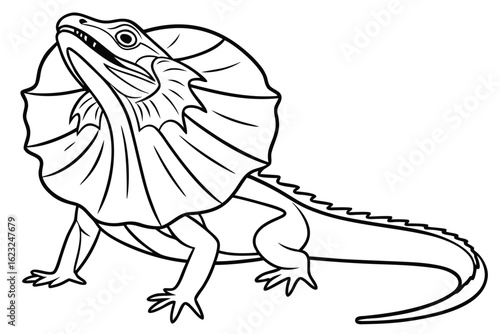 coloring page line art the frilled lizard black vector