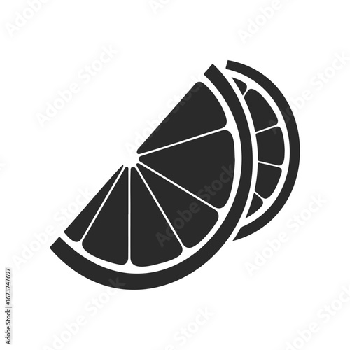 Minimalist black and white illustration of sliced lemon wedges