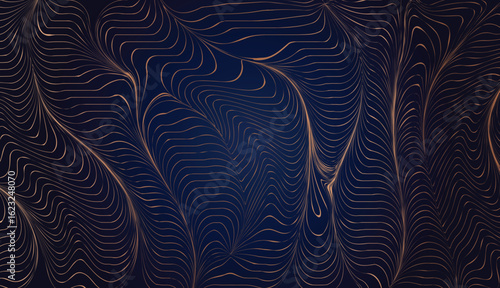 abstract crooked creeper line pattern vector illustration design, isolated line wavy luxury on dark blue background.