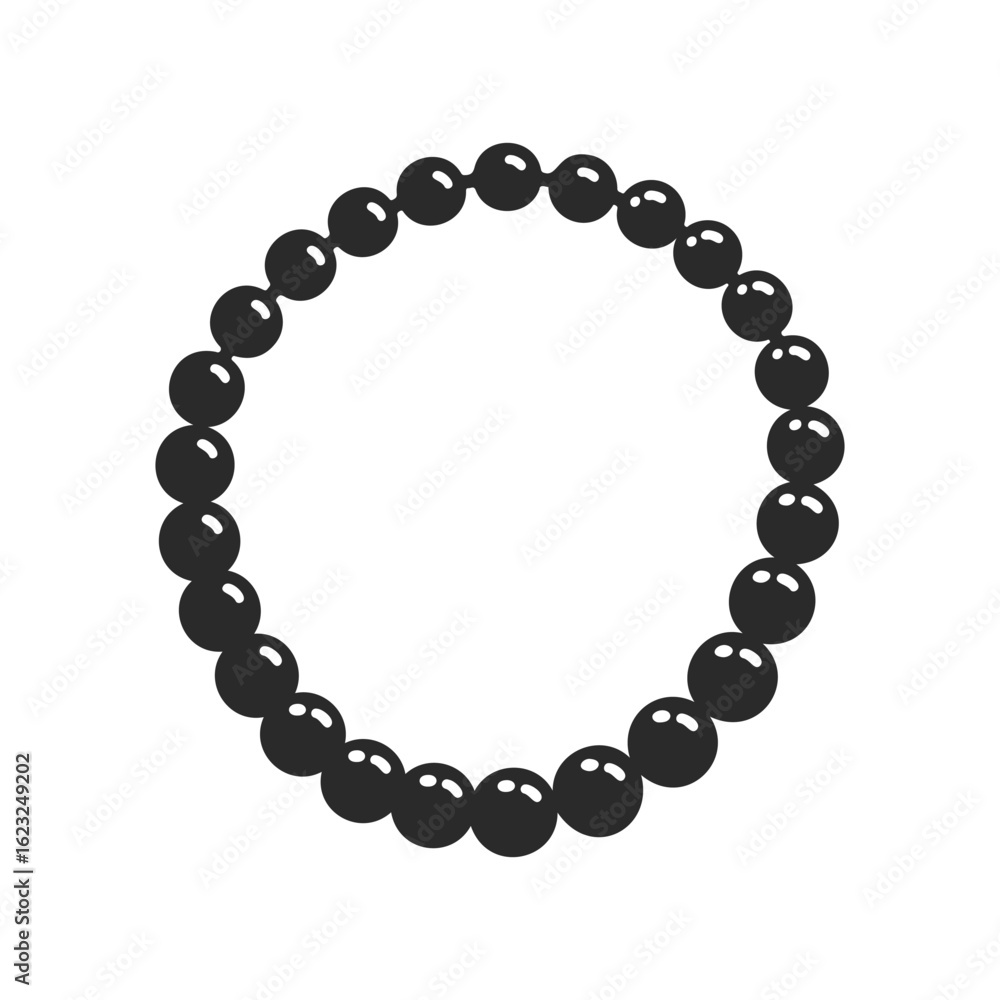 Fototapeta premium Black pearl bead bracelet on white background