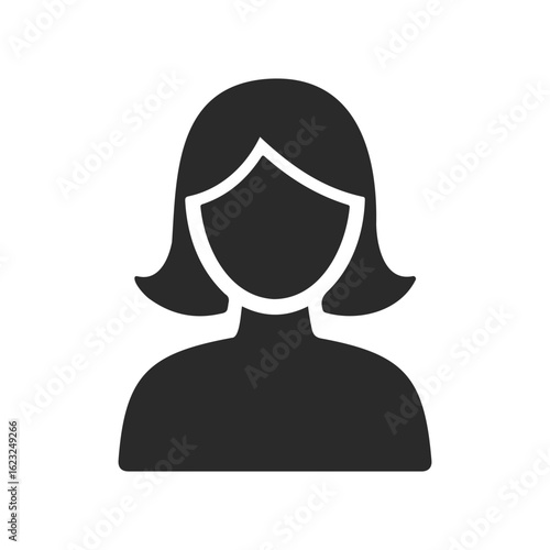 Silhouette of a female in black and white profile icon