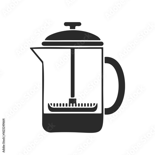 Simple french press silhouette on white background