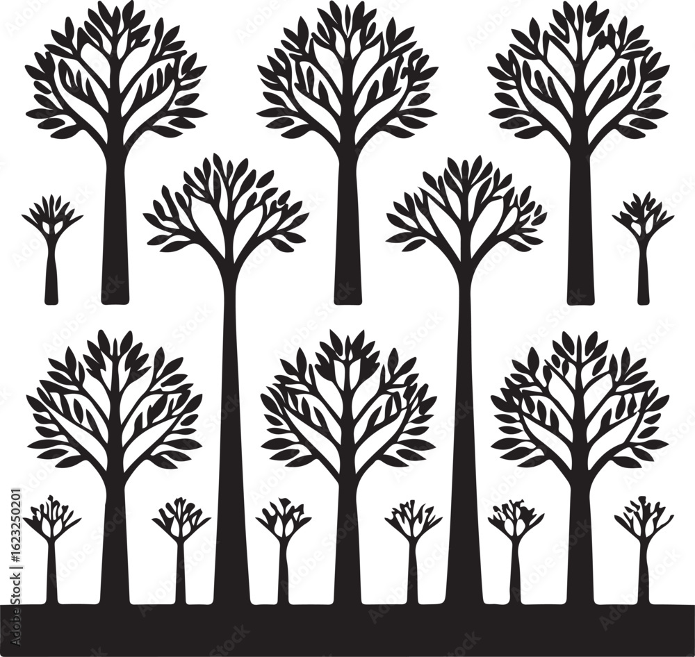Obraz premium Stylized Forest Silhouette Pattern Illustration