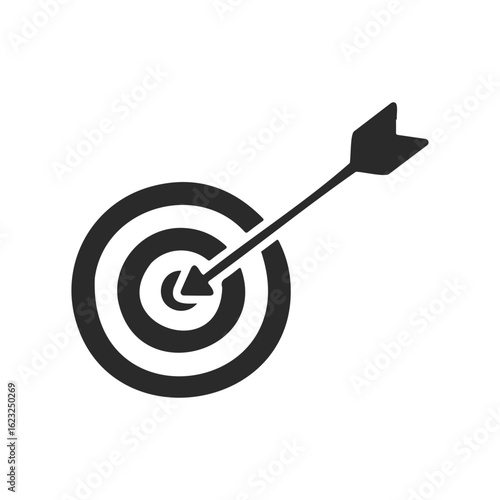 Black arrow hitting bullseye on target icon