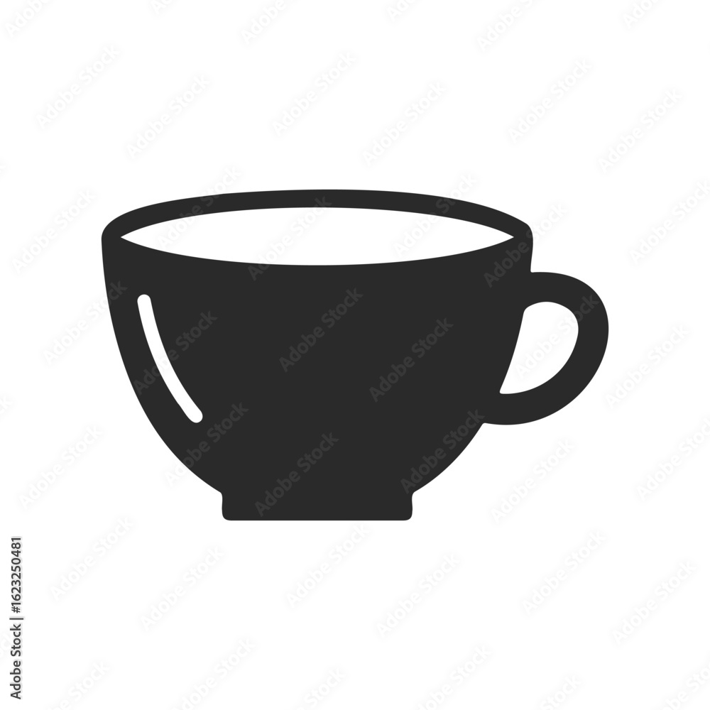 Simple black coffee cup icon on white background Simple black coffee cup icon on white background