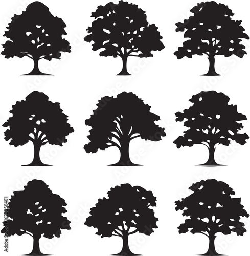 Collection of Stylized Tree Silhouettes
