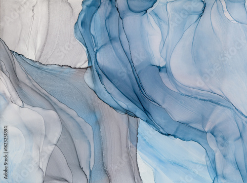 Wallpaper Mural Fluid motion of blue and gray alcohol ink art on a textured surface Torontodigital.ca