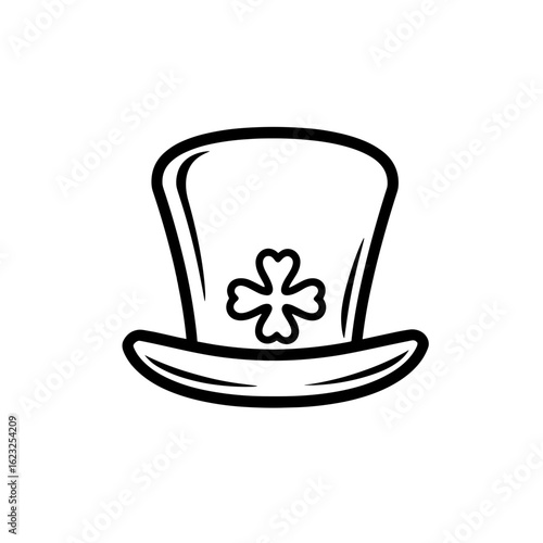 Illustration of a festive hat with a clover for celebrations on a transparent background