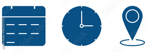 Time, date, location or place icons symbol. Trendy and modern vector. EPS 10