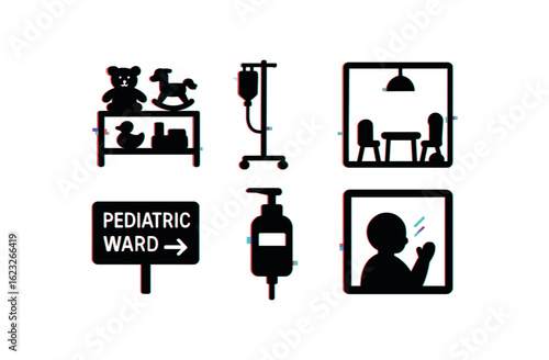 six different glitch effect illustration isolated on white backgorund dietitian meal plan chart dietitian BMI calculator dietitian portion plate model dietitian nutrition database dietitian