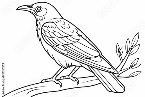 coloring page line art the mynah black vector