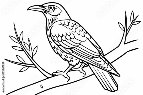 coloring page line art the mynah black vector
