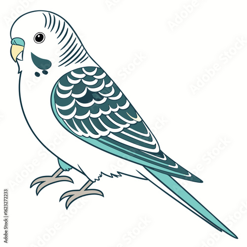 Charming budgerigar bird icon with a small body perfect for avian themes pet care and nature designs