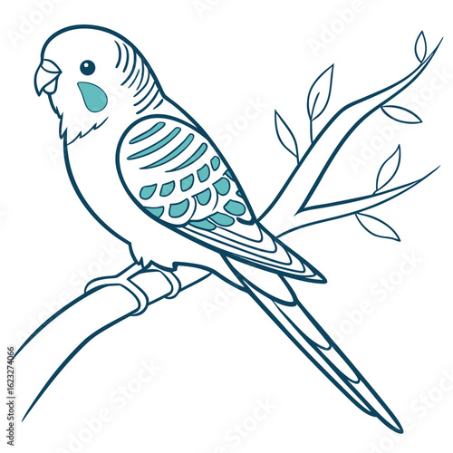 Charming flat design icon of a small bodied budgerigar or budgie perfect for avian themed graphics and branding