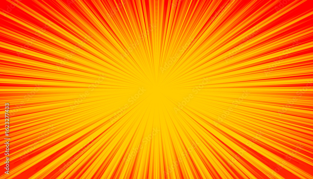 Bright yellow red sunburst explosion background with radial comic style lines Bright yellow red sunburst explosion background with radial comic style lines