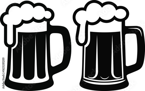 Beer mugs silhouette vector illustration