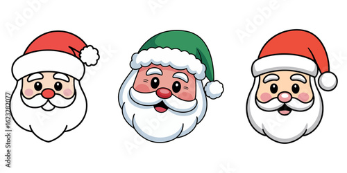 Santa Claus silhouette icon set vector illustration, Santa Clause Icon Square Button Set, Santa Clause Black and White Square Icon