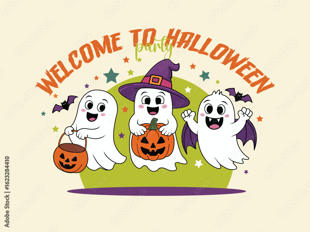 Fototapeta premium Cute Ghosts for halloween party