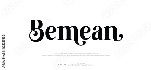 Bemean Modern style font, alphabet letters and numbers vector illustration