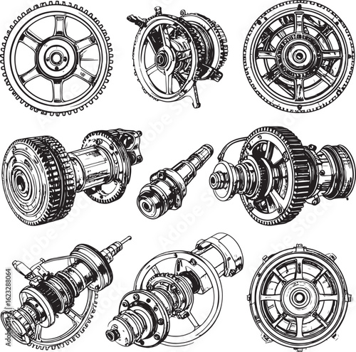 Abstract geometric pattern with vibrant color accents and silhouette element for design projects