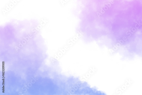 A blend of purple and blue smoke creates a dreamy, watercolorlike texture against a clean white backdrop isolated on transparent background