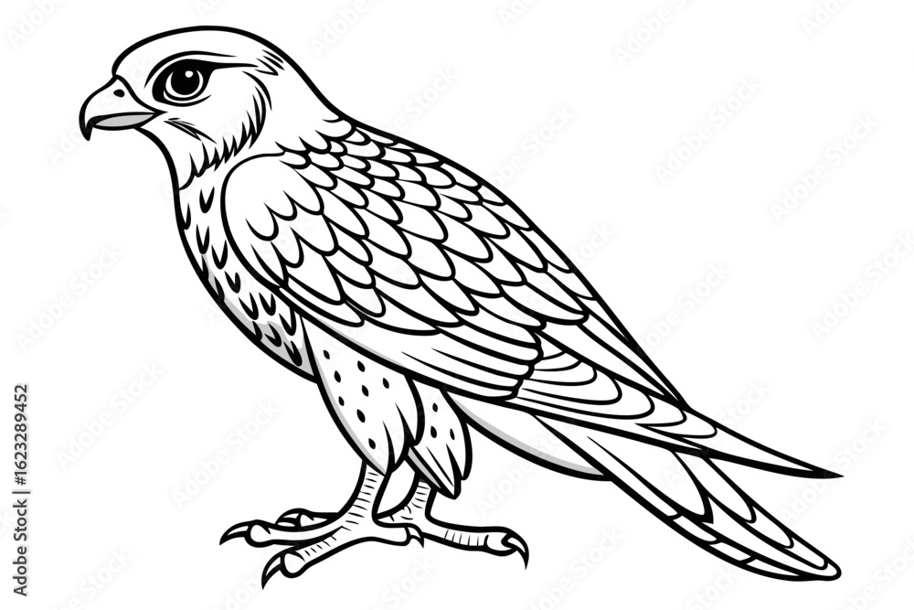 Fototapeta premium coloring page line art the kestrel black vector