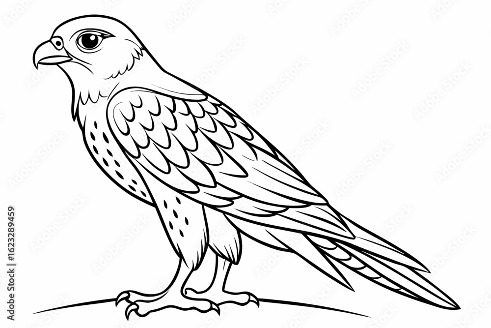 Fototapeta premium coloring page line art the kestrel black vector