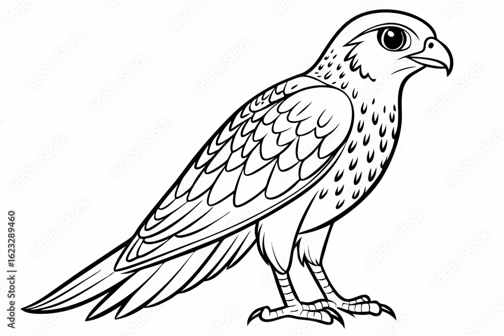 Fototapeta premium coloring page line art the kestrel black vector
